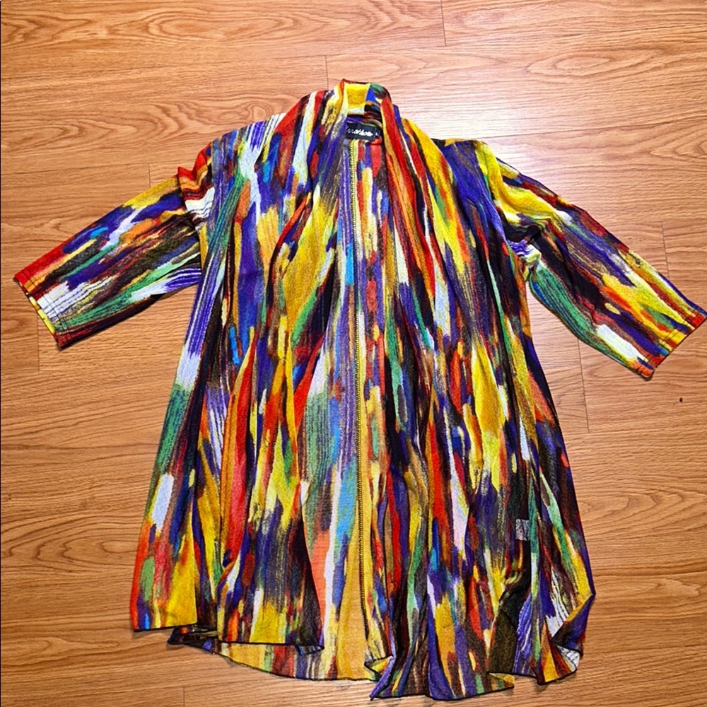 Vibrant Multicolor Open Front Cardigan